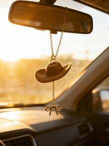 1 pieza Colgante de espejo retrovisor interior con lazo de sombrero de vaquero, decoración de lujo simple - A - Ver 2