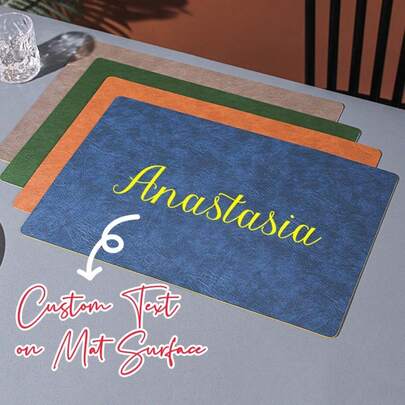 Customizable Square Nordic Style Leather Placemat, Retro Luxury Hotel Western-Style Waterproof Anti-Moisture Double-Layer Heat Insulation Mat, Home Use