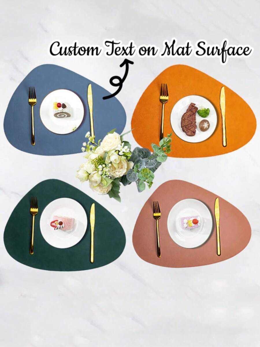 Customizable Nordic Water Drop Shaped Wooden Texture Placemats, Japanese Luxury Heatproof Cup Coasters, Gift For Friends, Home Dining Table Bowls Pads - Multicolor - View 1