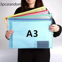 5-Piece Mesh Zipper Bag Set, Available In 5 Colors, Suitable For A3, A4, A5 And Letter Size Documents, Ideal For Organizing School Supplies, Puzzles And Travel Storage. Zipper Document Folders - Art, Data And Drawing Storage Bags With Mesh Design (Random Color) - Sets - View 14
