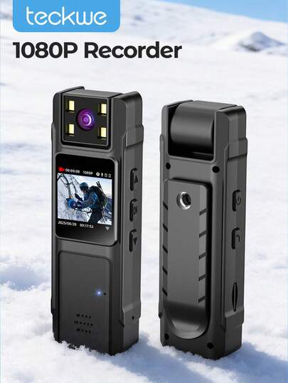 Teckwe 口袋运动相机、Vlog相机、1080P高清可穿戴式摄像机、WiFi迷你机身相机、拇指大小的第一视角相机、防水可穿戴式免提便携式运动相机、超广角视野、可安装在任何位置，适用于宠物、骑行、游泳、Vlog等场景。