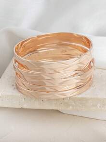 6件套精美独特雕花图案多层手镯，高端个性化设计 - 彩色 - 查看 8