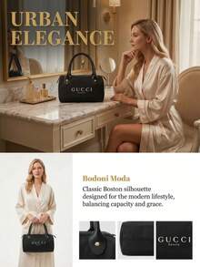 Gucci 1PC Top Handle Mini Black Nylon Barrel Bag - Luxury Minimalist Style, Logo Print Detail, Cylindrical Shape, Versatile Handbag For Daily Use & Travel - Black - View 4