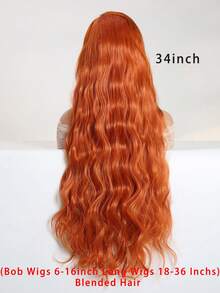 8-36英寸姜黄色蕾丝前假发,真人发混纺,姜黄色波浪卷假发,13x4姜黄色无胶蕾丝前假发,180%密度姜黄色假发(混纺假发 - 真人发和合成纤维混合),真人发混纺假发/女士真人发混纺假发/真人发混纺蕾丝前假发/无胶假发/漂白发结/预先拔毛/蕾丝假发/提升您的造型/增强自信/完美礼物 - S350 - 查看 3