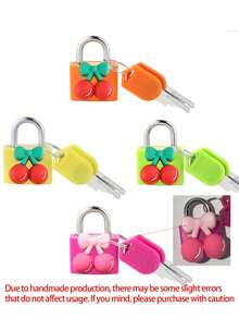 Cherry Pattern Compact Luggage Lock With Key, Sturdy Plastic Shell And Brass Core, Durable Metal Padlock For Suitcase, Backpack, Briefcase, Ideal For Valentine's Day, Wedding, Souvenir, Bridesmaid Gift - Multicolor - View 10