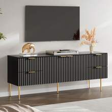 SICOTAS TV Stand For 55/60/65/70 Inch TV - 62 Inch TV Stands For Living Room Entertainment Center With 4 Drawers, Fluted Modern TV Media Console Television Cabinet For Bedroom - màu đen - Xem 8
