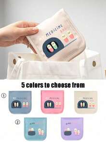 Portable Medicine Bag, Compact Pill Organizer And First Aid Kit, Themed Medicine Pouch With Pill, Tablet And "My Medicine Bag" Pattern Printing, Suitable For Daily/Outdoor/Travel Portable Medicine Storage, Ideal For Health-Conscious And On-The-Go Users, Essential Medical Accessory - Multicolor - View 1