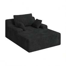 Schlafsofa / Chaise Longue 172*129*40 cm, Cordstoff, Bequeme Polsterliege mit Kissen, Weiches Lounge Sofa, Modernes Design, Kein Aufbau erforderlich - Schwarz - Übersicht 7