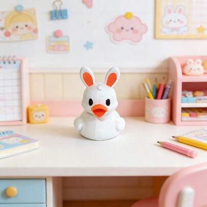 1 pieza Figura decorativa de conejo y pato lindos, adorno de coche para decoración de Pascua, pato con orejas de conejo, adecuado para Pascua, Halloween, regalos festivos, decoración creativa para fiestas
