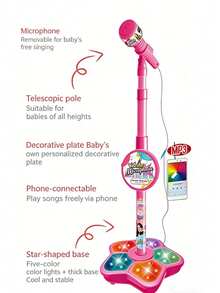 Kids Karaoke Machine With Microphone - Karaoke Audio System Designed For Babies. Includes MP3 Player. Audio Connection Cable. Can Connect With Smartphones And Tablets To Sing Along. - Multicolor - View 7
