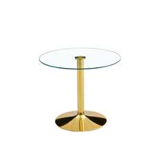 Modern Minimalist Coffee Table In Glass Beam: With A Diameter Of 85 Cm And A Height Of 76 Cm, It Is The Ideal Choice To Create A Slightly Luxurious Atmosphere. - Gold + Transparent + Glass + Metal + Circular - View 4