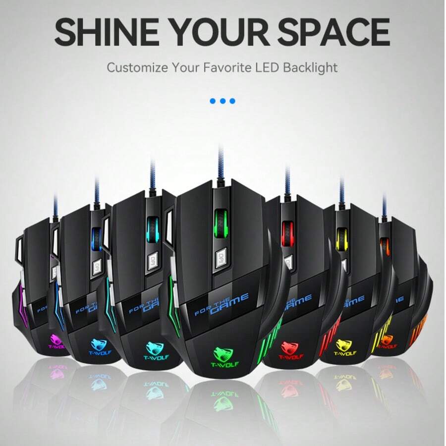M1 游戏鼠标,有线 7D RGB 背光 USB 鼠标,适用于 PC 和游戏 - 查看 1
