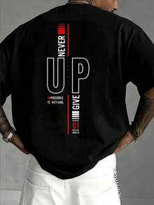 Nuova uscita primavera ed estate: T-shirt nera da uomo con vestibilità morbida e stampa audace sul retro, perfetta per l'uso quotidiano in stile casual e per attività sportive - nero - Visualizzare 1