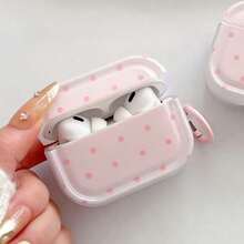 波点圆形图案保护套，兼容苹果无线耳机，防刮防摔。 - 粉色 - 查看 8