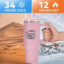 Bình giữ nhiệt chân không 40oz có nắp và tay cầm ống hút, màu trắng/đen/hồng, cốc cà phê du lịch & cắm trại, quà tặng sinh nhật/Giáng sinh/Lễ Tạ ơn cho GIGI - Nhiều màu - Xem 5