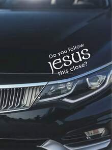“你与耶稣如此亲近吗？” 反光乙烯基贴纸 - 哑光表面，不规则形状，PVC材质，白色，适用于汽车、卡车、货车、墙壁、笔记本电脑、贴纸 - A - 查看 4