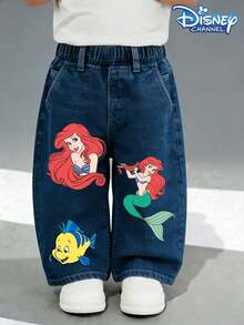 Disney Officially Licensed  Brand, Baby And Toddler Jeans,  Patterned Print, Spring And Summer Long Pants, Children's Denim Pants, Cute And Casual Versatile Pants - 中等水洗藍 - 查看 3