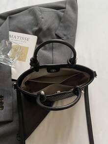 New Arrival Niche Handheld Bucket Bag, Commuter Crossbody Small Tote - Black - View 7