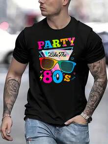 Herren-T-Shirt Mit Retro-Party-Print - Buntes Design Mit Modischen Brillen Im "Wie In Den 80ern" - 樣式1 - 查看 1