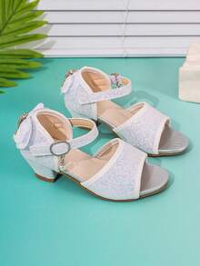 1 đôi sandal cao gót hình bướm màu bạc cho bé gái, giày hè cho trẻ em - Bạc - Xem 3