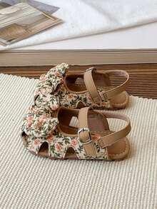 2026 Nuevas sandalias para niñas, zapatos de estilo princesa romana para niños, con diseño, suela blanda para playa para niños mayores, verano - Amarillo - Ver 4
