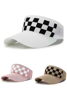 1 Piece, Summer New Sun Hat, Baseball Cap, Versatile Men's And Women's Fashionable Sun Hat, Outdoor Travel Multifunctional Embroidered Checkered Sun Hat, Couple Summer Mountain Climbing Sun Hat, Beach Couple Sun Hat, Daily Leisure Empty Top Baseball Cap - Multicolor - View 7