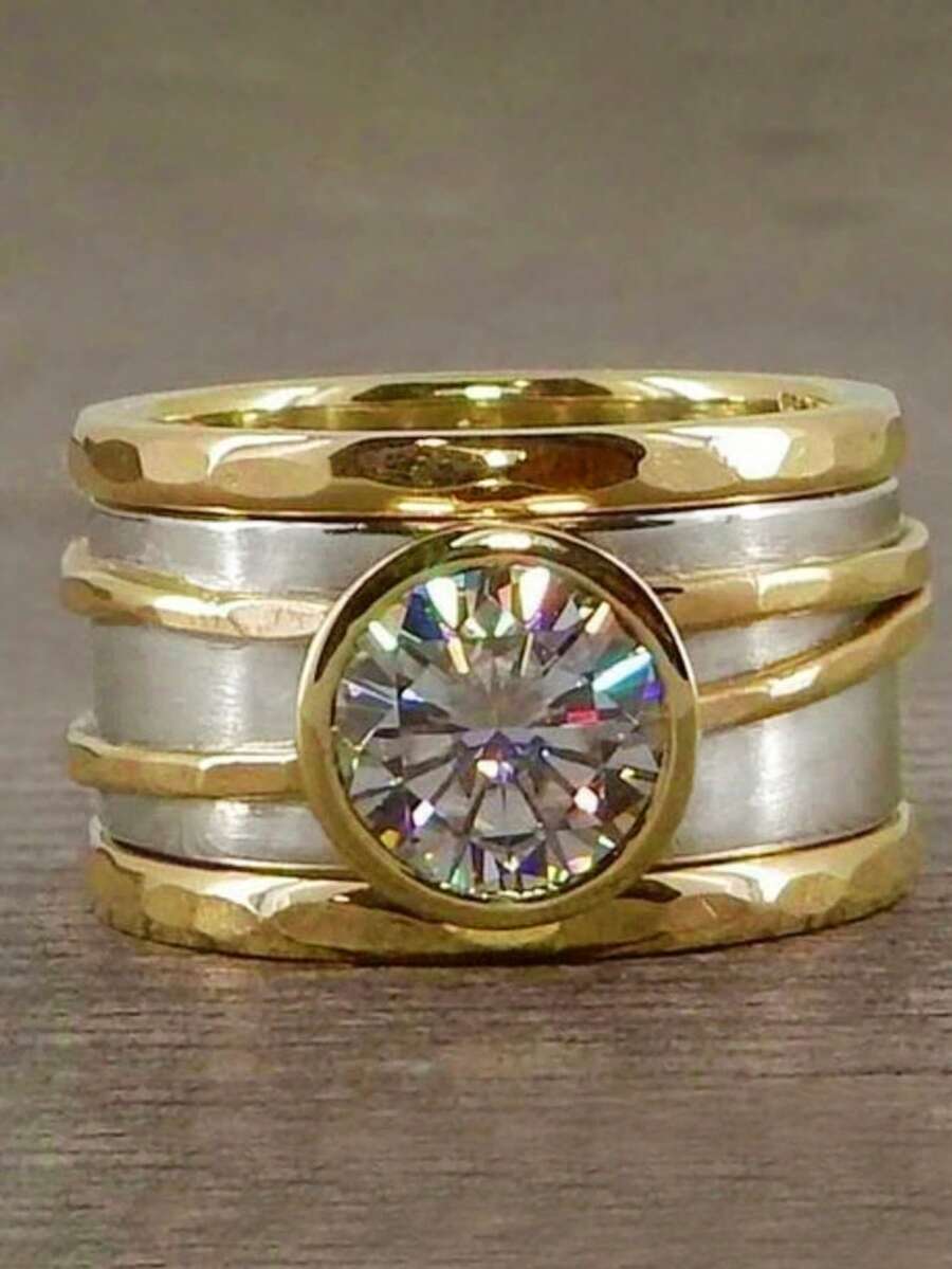 1 PC Glamorous Cubic Zirconia Ring For Women For Wedding Engagement Anniversary Party Jewelry Valentine's Day Gift - 1# - View 1