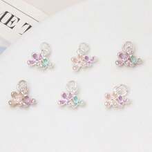 1pc/4pcs/8pcs Delicate Mini Lilac & Osmanthus Flower 3D Pendant DIY Beaded Necklace & Earring Jewelry Accessories - Multicolor - View 3