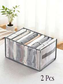 1/2 piezas Divisor de cajón plegable de nailon, con ventana de visualización, adecuado para jeans, camisetas, ropa interior y otros artículos, esencial para la organización del armario - Ver 5