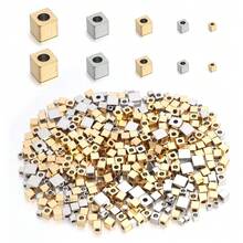 50 hạt vuông bằng thép không gỉ 2-6mm, hạt đệm hình khối để tự làm vòng tay, dây chuyền và trang sức. - quảng trường - Xem 5