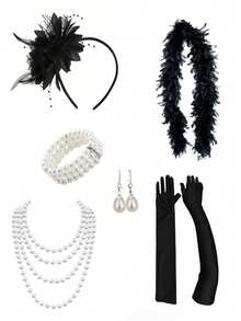 7pcs 1920s Accessories Set, Flapper Style Women's Accessories, 1920s Costume, Roaring 20s Themed Accessories Set, Suitable For Parties, Role Play, Galas And Art Deco Events - Multicolor - View 20