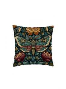 1/2/4Pcs William Morris/Butterfly Floral Decorative Pillowcase/Old Floral Pillowcase With Zipper Closure/Dark Blue And Golden Plant Pattern/Suitable For 17.7X17.7INCH Pillows/Used In Living Room, Bedroom, Sofa/No Filling Needed - Dark Green - View 2