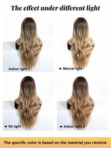 Elegant Curly Wave Wig For Women, Tang Long Fiber, 150% Density, Rose Net Cap, Gradient Color, Middle Part, Long Curly Hairpiece, Suitable For All - Ombre Grey - Ombre - View 9