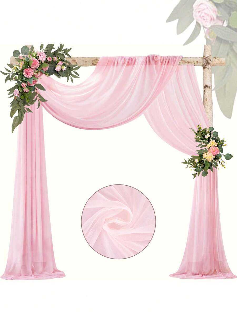 Cortina decorativa para arco nupcial, cortina de fondo de tul rosa, cortina de gasa - Adecuada para bodas, ceremonias de arco nupcial, decoraciones de cumpleaños, despedidas de soltera, fondos de boda al aire libre y decoraciones de fiestas