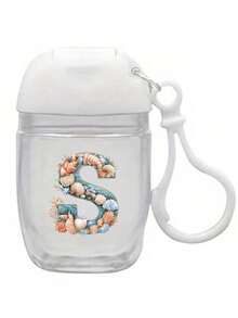 1个透明空洗手液瓶，印有贝壳和海星字母图案，字母A-Z。香水喷雾瓶，带挂钩和防摔硅胶盖，夏威夷旅行便携化妆瓶 - 彩色 - 查看 13