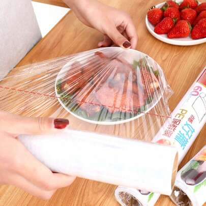 Roll-Style Cling Film With Preservation Cover, No-Hand-Tear Food Wrap, Fruit Wrap
