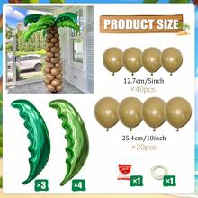 69pcs Hawaiian Tropical Party Palm Tree Leaf Balloons, 7pcs Foil Green Palm Leaf Balloons, 60pcs Brown Latex Balloons, Suitable For Hawaiian Tropical Party, Summer Beach Party And Pool Party Birthday Celebration - View 8