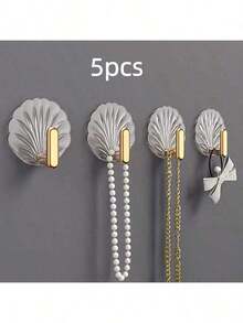 Shell Shaped Wall Hooks, Multi-Purpose Adhesive Hooks For Kitchen, Bathroom, Home Decor, No Drilling Required, With Strong Adhesive Backing For Wall, Bathroom Door, Etc. - Clear - View 13