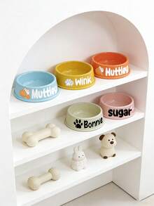Customizable Plastic Pet Bowl With Pet Name, Suitable For Dogs And Cats, Easy To Clean, Ideal Gift For Pet Memento - Multicolor - View 5