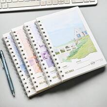 A5螺旋笔记本，66页，横格纸，加厚封面，办公用品，学生学习笔记本，烫金封面硬面笔记本 - A5 - 查看 3