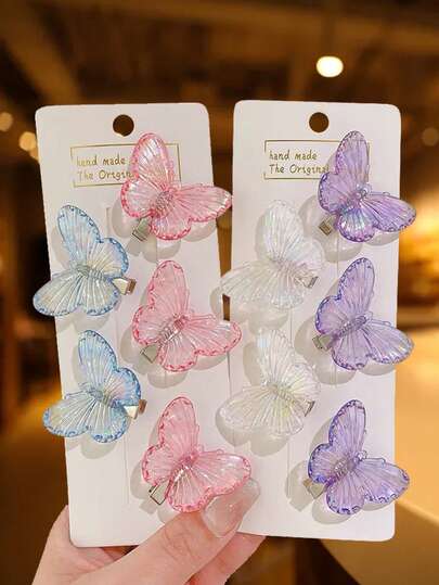 Set de 10 piezas de pasadores de pelo con mariposas de colores, accesorios de pelo minimalistas y de moda, pasadores para cola de caballo, herramientas de peinado para niñas, aptas para uso diario