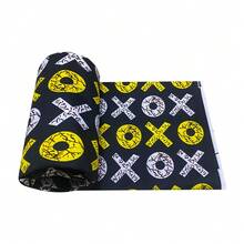 非洲 Ankara 蠟染印花布料，黑色底黃色白色 XO 幾何圓圈圖案，透氣布料，適用於非洲派對洋裝、頭巾、裙子、DIY 縫製服飾、休閒穿搭與家居裝飾材料 - 蠟染布 - 查看 4