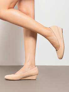 Elegant Comfort Wedge Pumps 1.75-Inch Wedge Heel, Latex Cushioned Insole & Durable TPR Outsole For All-Day Wear - Apricot - View 3