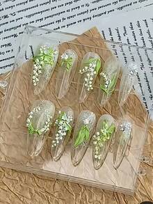 1 khuôn silicon trong suốt khắc 3D hình hoa linh lan, hoa mẫu đơn để trang trí móng tay. - Trong sáng - Xem 2