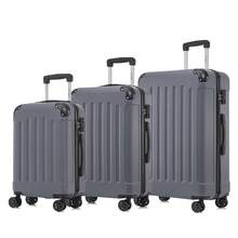 YONSLY Suitcase 20/24/28 Inches With TSA Lock Double‑Track YKK Zippers 4 Wheels 360° Mesh Pocket Hard Shell Suitcase Trolley 2/3/4‑Piece Set - Dark Grey - View 12