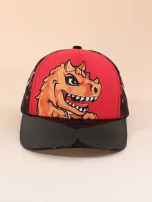 1PC Playful Cool Kids Dinosaur Baseball Cap With Cartoon Print Breathable Adjustable Brim For Park Play & Photo Shoot - 1PC - View 6