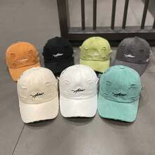New Distressed Baseball Cap, Unisex Korean Style Embroidered Sun Visor Hat,Summer,Beach,Holiday - A - View 2