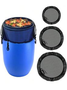 3pcs Drawstring Bucket Cover Set - Durable Polyester Mesh Fabric To Prevent Leaves, Some Insects And Debris From Falling Into The Water. Suitable For Outdoor Spaces Like Gardens And Lawns. Bucket Cover Set, Outdoor Waterproof Patio Cover Set. - Black - View 2