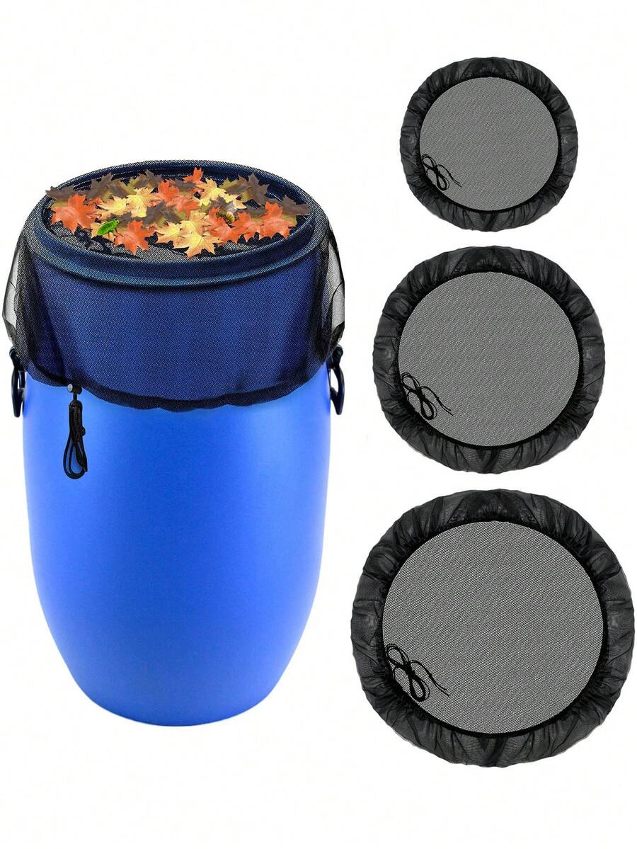 3pcs Drawstring Bucket Cover Set - Durable Polyester Mesh Fabric To Prevent Leaves, Some Insects And Debris From Falling Into The Water. Suitable For Outdoor Spaces Like Gardens And Lawns. Bucket Cover Set, Outdoor Waterproof Patio Cover Set.