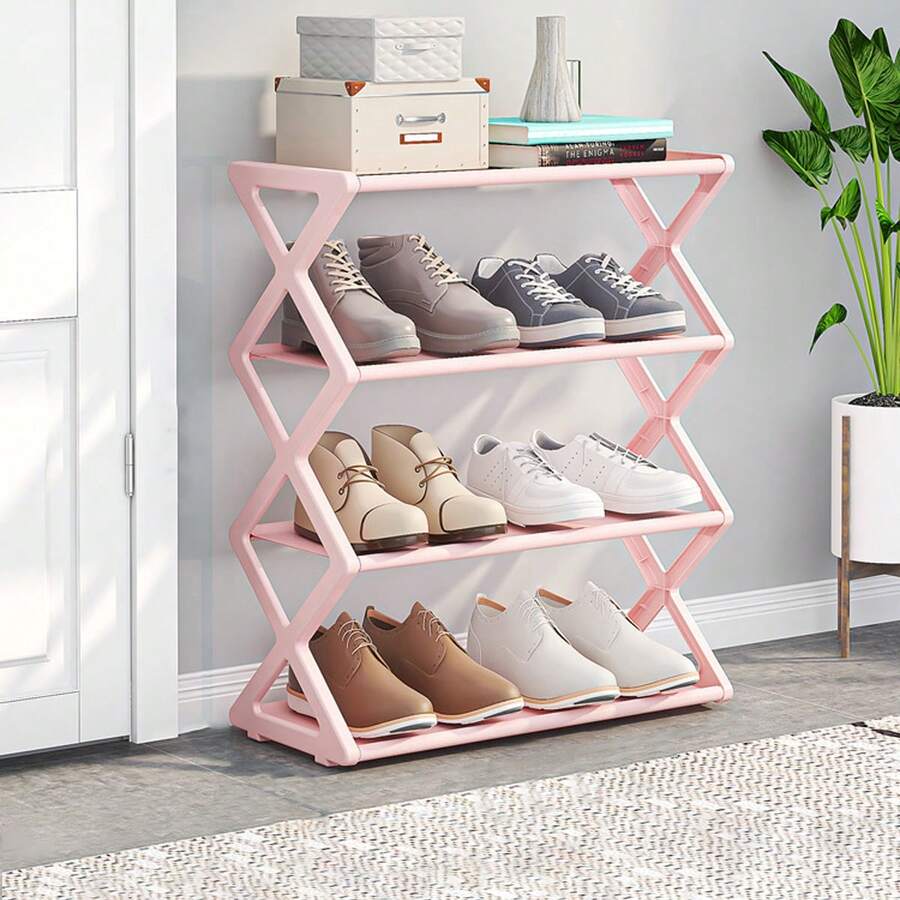 Kệ giày 3 tầng hình chữ X bằng ống thép có túi vải không dệt, dễ lắp ráp, phù hợp cho nhà ở, phòng ngủ, phòng khách và ký túc xá sinh viên, kệ giày tiết kiệm không gian - Xem 1
